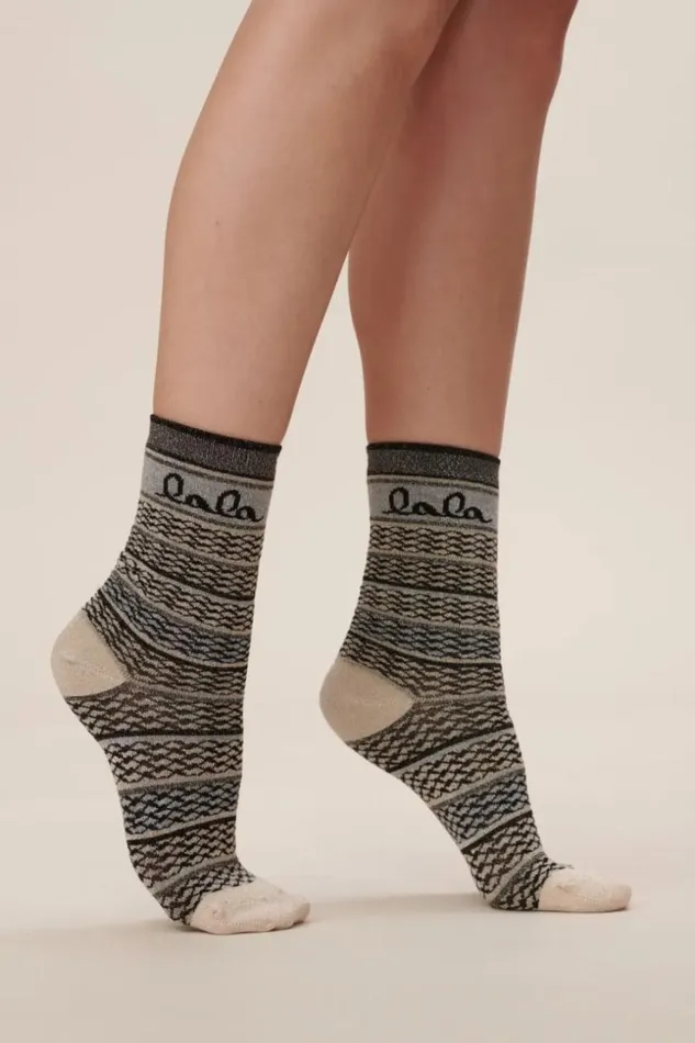 Women Accessories Lala Berlin Socks Silja 8211 Cotton Mix 8211 Stripes Grey