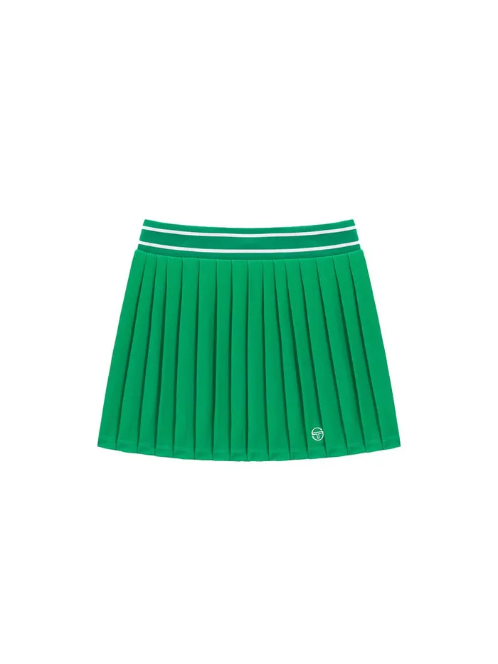 Women Athleisure Sergio Tacchini Flag Waistband Pleated Skirt Green