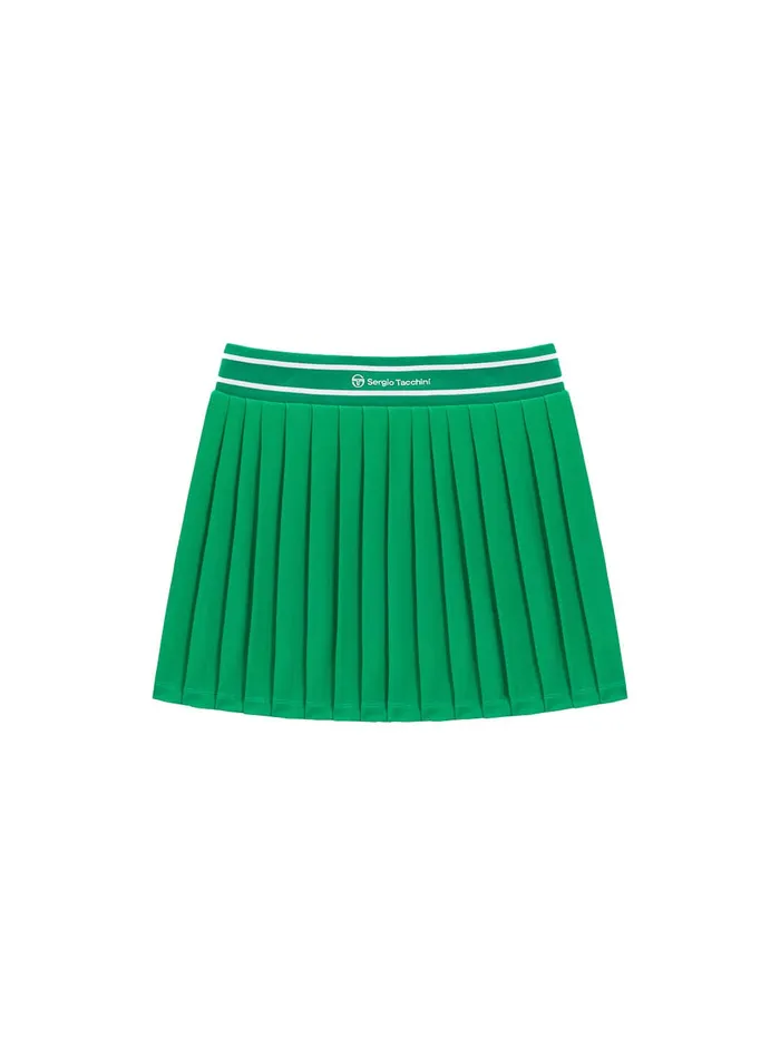 Women Athleisure Sergio Tacchini Flag Waistband Pleated Skirt Green