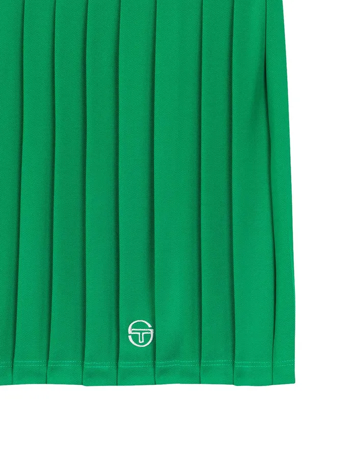 Women Athleisure Sergio Tacchini Flag Waistband Pleated Skirt Green