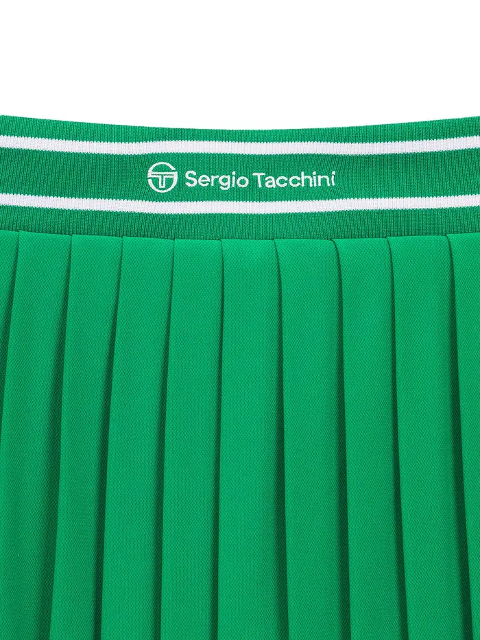 Women Athleisure Sergio Tacchini Flag Waistband Pleated Skirt Green