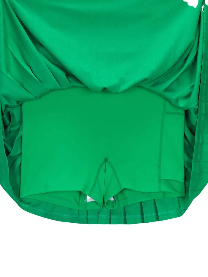 Women Athleisure Sergio Tacchini Flag Waistband Pleated Skirt Green