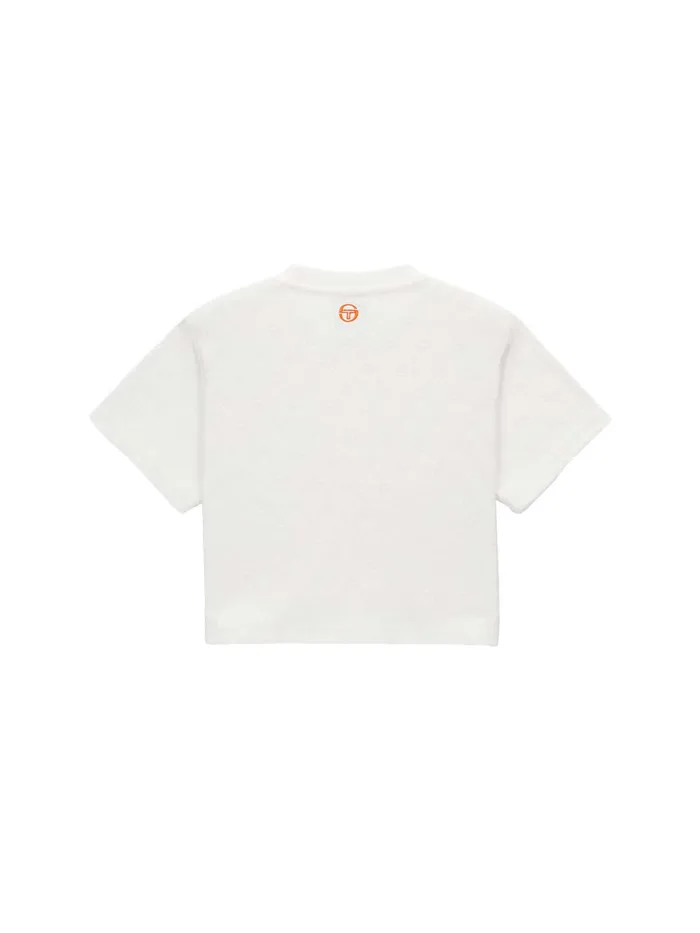 Women Athleisure Sergio Tacchini Terry Jacquard Cropped TShirt Off White