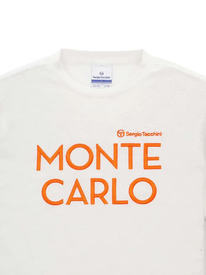 Women Athleisure Sergio Tacchini Terry Jacquard Cropped TShirt Off White