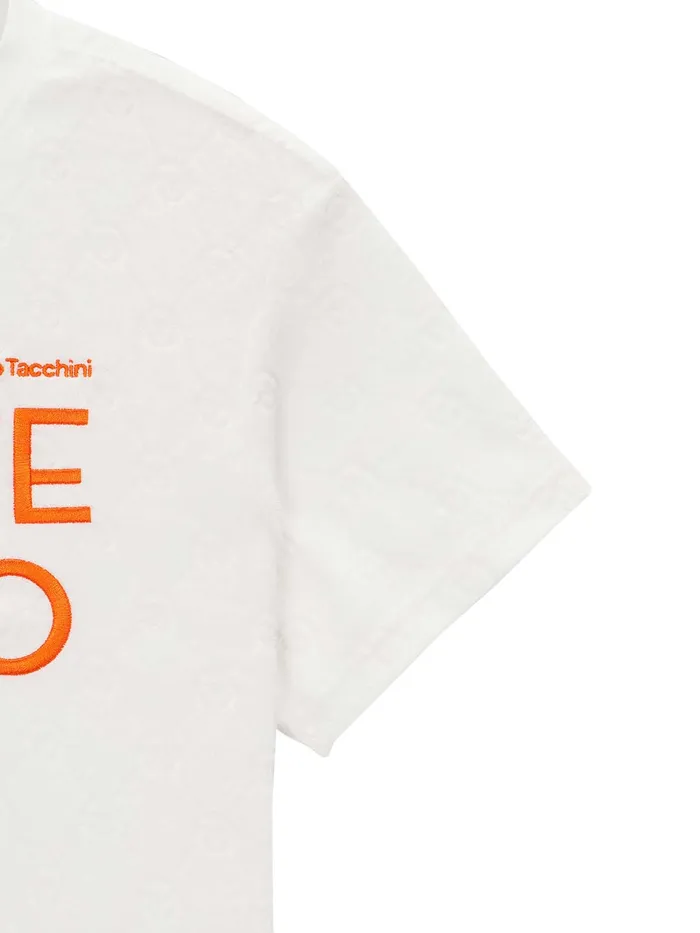 Women Athleisure Sergio Tacchini Terry Jacquard Cropped TShirt Off White