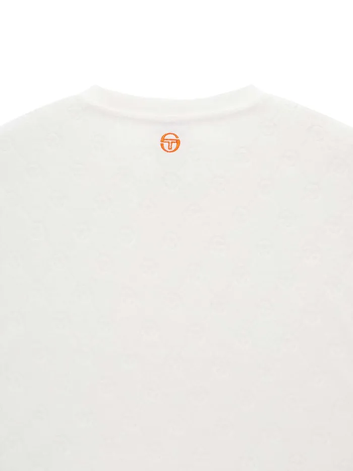 Women Athleisure Sergio Tacchini Terry Jacquard Cropped TShirt Off White