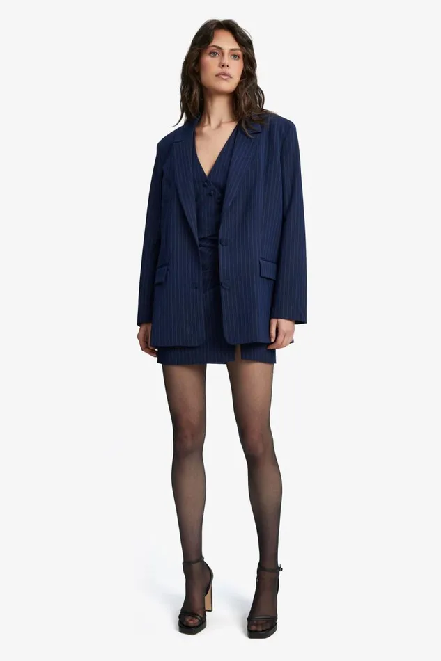 Women Bardot Blazers Pin Stripe Blazer In Navy Stripe Women Bardot Blazers Pin Stripe Blazer In Navy Stripe