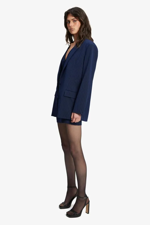 Women Bardot Blazers Pin Stripe Blazer In Navy Stripe Women Bardot Blazers Pin Stripe Blazer In Navy Stripe