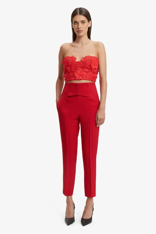 Women Bardot Corsets Brias Lace Bustier In Fire Red Women Bardot Corsets Brias Lace Bustier In Fire Red
