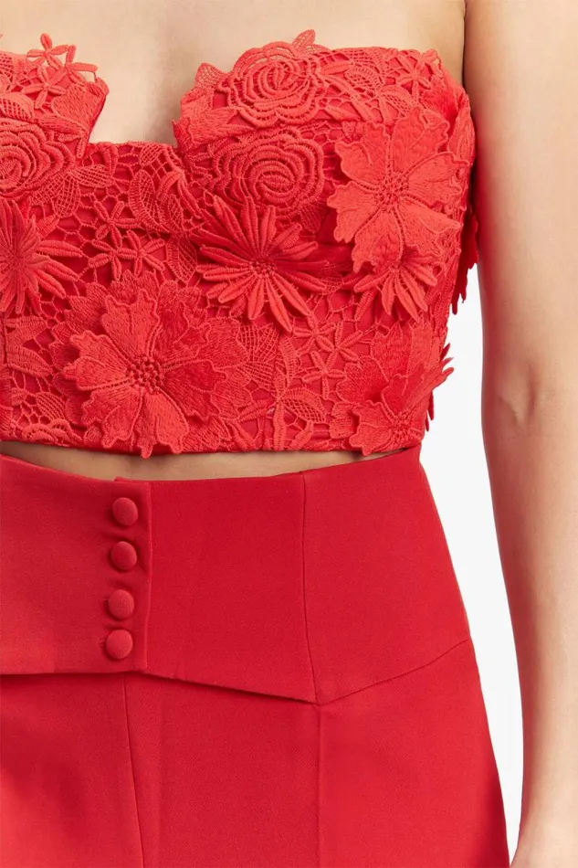 Women Bardot Corsets Brias Lace Bustier In Fire Red Women Bardot Corsets Brias Lace Bustier In Fire Red