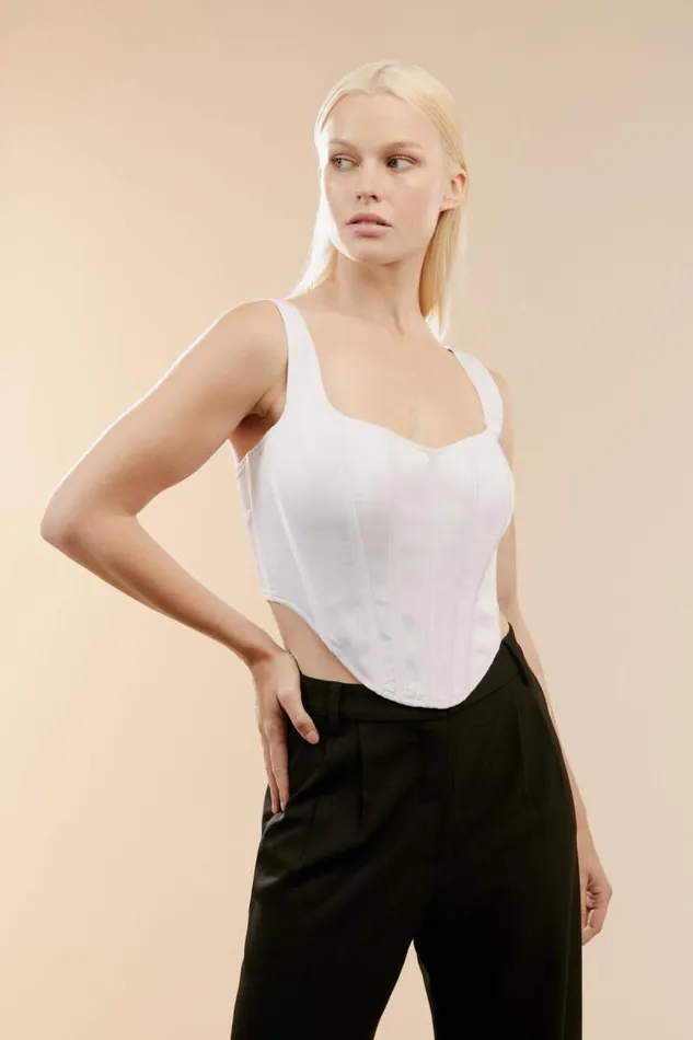Women Bardot Corsets Satin Corset Bustier In Orchid White