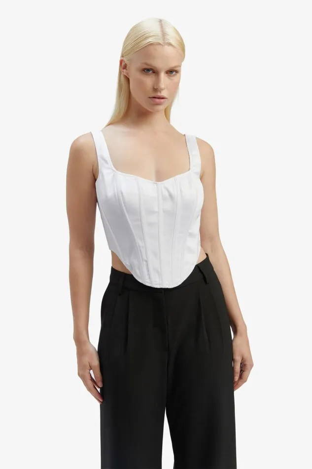 Women Bardot Corsets Satin Corset Bustier In Orchid White