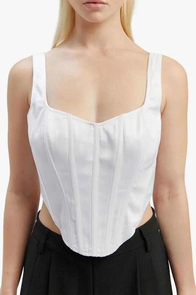 Women Bardot Corsets Satin Corset Bustier In Orchid White
