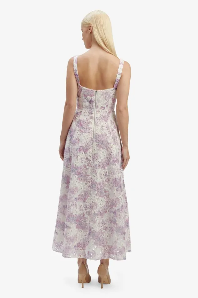 Women Bardot Day To Night Dresses Adaline Broderie Midi Dress In Lilac Flor