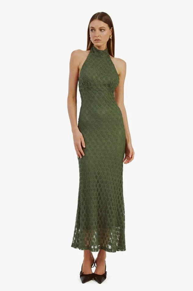 Women Bardot Day To Night Dresses Adoni Ola Lace Maxi Dress In Khaki Women Bardot Day To Night Dresses Adoni Ola Lace Maxi Dress In Khaki