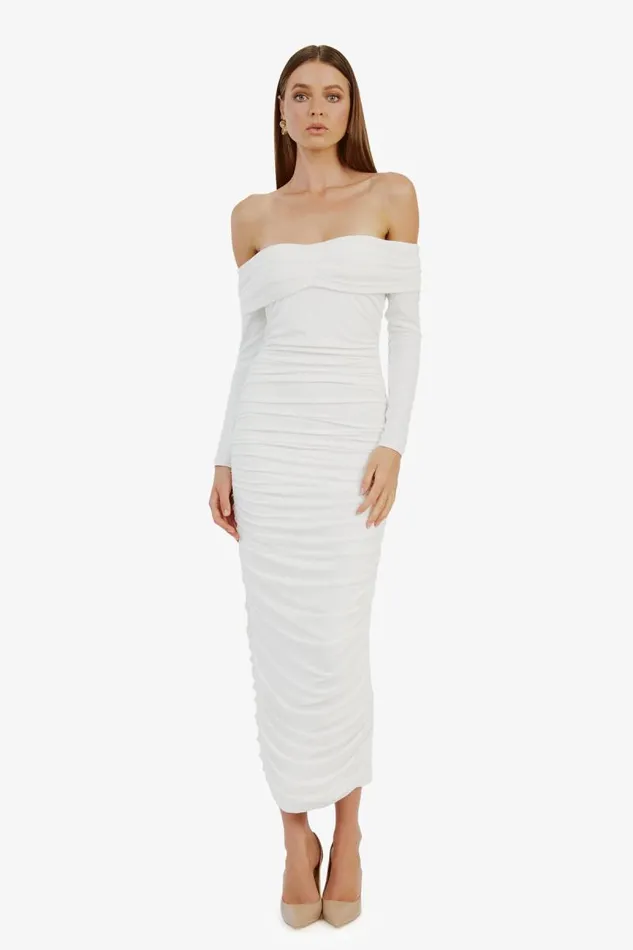 Women Bardot Day To Night Dresses Arkie Knit Maxi Dress In Ivory Women Bardot Day To Night Dresses Arkie Knit Maxi Dress In Ivory