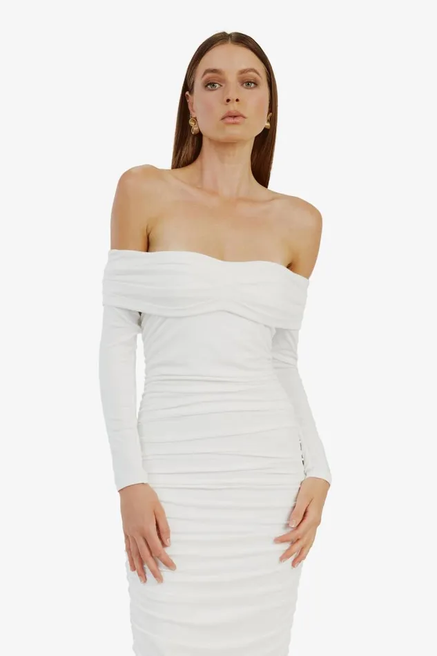 Women Bardot Day To Night Dresses Arkie Knit Maxi Dress In Ivory Women Bardot Day To Night Dresses Arkie Knit Maxi Dress In Ivory