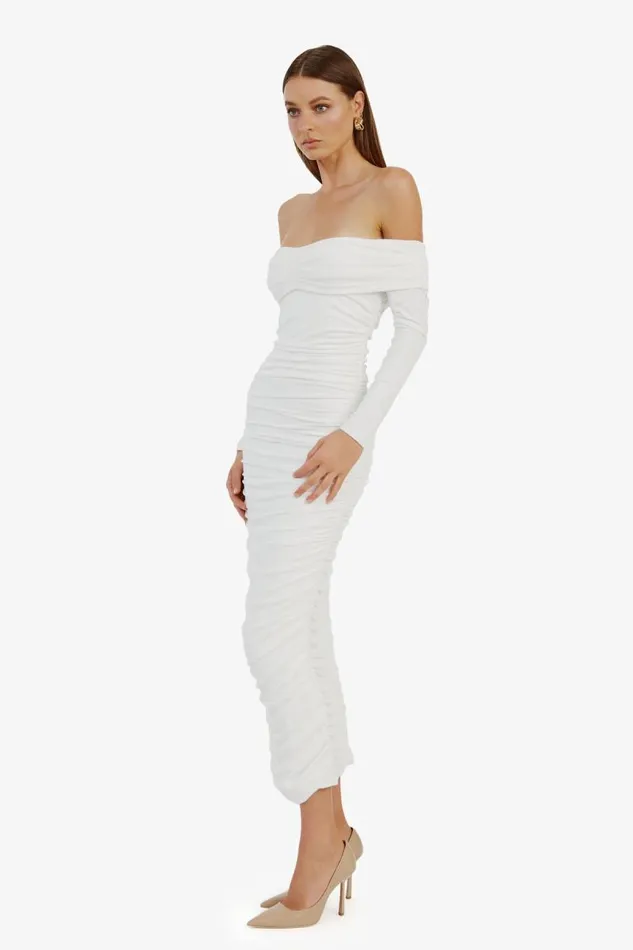 Women Bardot Day To Night Dresses Arkie Knit Maxi Dress In Ivory Women Bardot Day To Night Dresses Arkie Knit Maxi Dress In Ivory