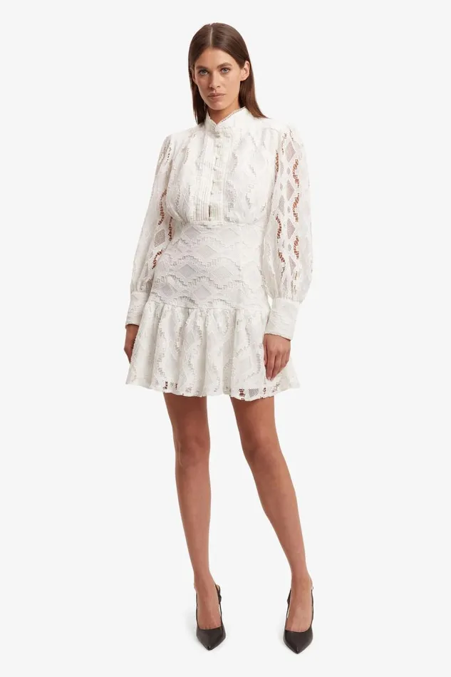 Women Bardot Day To Night Dresses Remy Lace Dress In Ivory