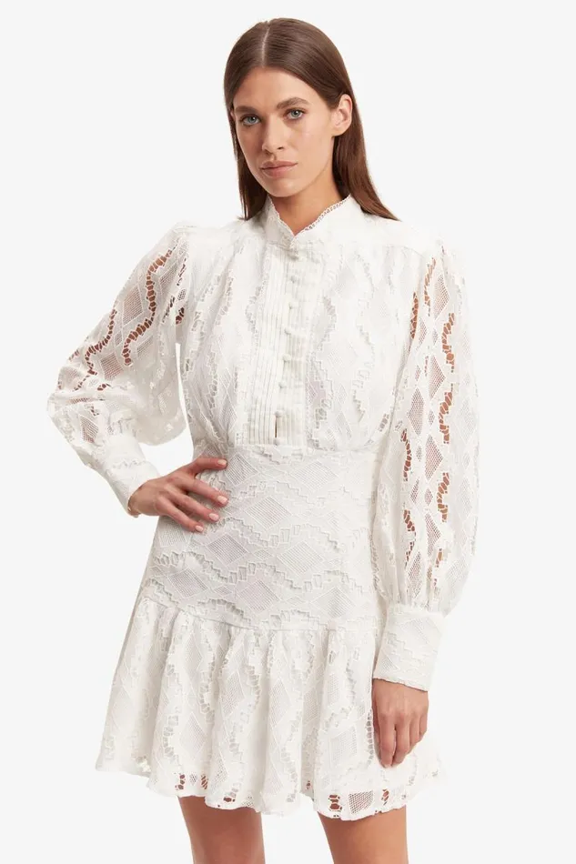 Women Bardot Day To Night Dresses Remy Lace Dress In Ivory