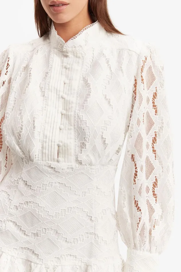 Women Bardot Day To Night Dresses Remy Lace Dress In Ivory