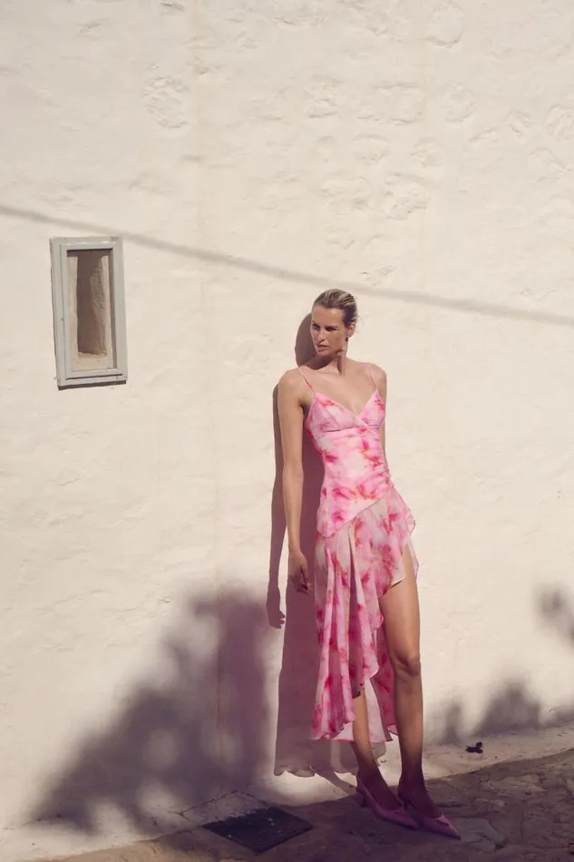 Women Bardot Day To Night Dresses Sorella Printed Midi Dress In Pink Tie Dye Women Bardot Day To Night Dresses Sorella Printed Midi Dress In Pink Tie Dye