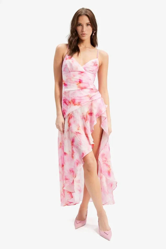 Women Bardot Day To Night Dresses Sorella Printed Midi Dress In Pink Tie Dye Women Bardot Day To Night Dresses Sorella Printed Midi Dress In Pink Tie Dye