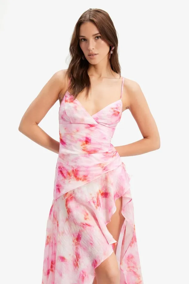 Women Bardot Day To Night Dresses Sorella Printed Midi Dress In Pink Tie Dye Women Bardot Day To Night Dresses Sorella Printed Midi Dress In Pink Tie Dye