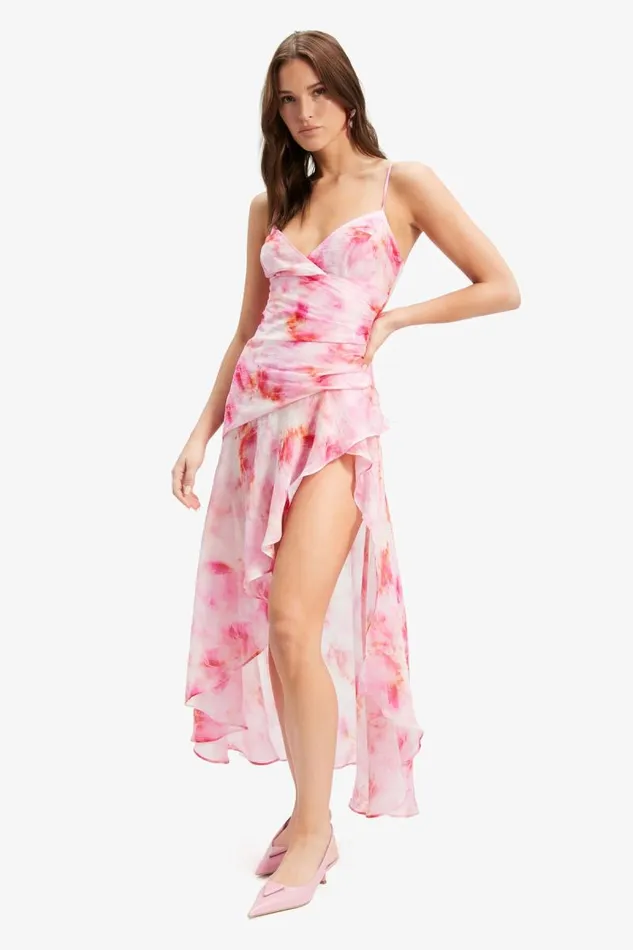 Women Bardot Day To Night Dresses Sorella Printed Midi Dress In Pink Tie Dye Women Bardot Day To Night Dresses Sorella Printed Midi Dress In Pink Tie Dye