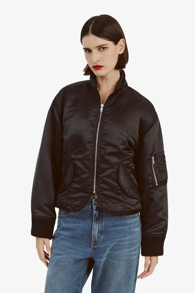 Women Bardot Jackets Fitted Bomber Jacket In Black Women Bardot Jackets Fitted Bomber Jacket In Black