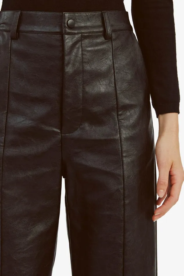 Women Bardot Pants Marlowe Pu Wide Leg Pant In Black