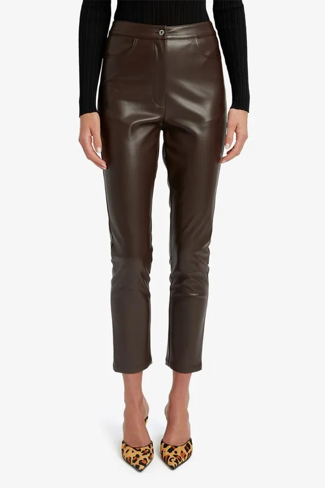 Women Bardot Pants Pearson Vegan Leather Pant In Dark Choco Women Bardot Pants Pearson Vegan Leather Pant In Dark Choco