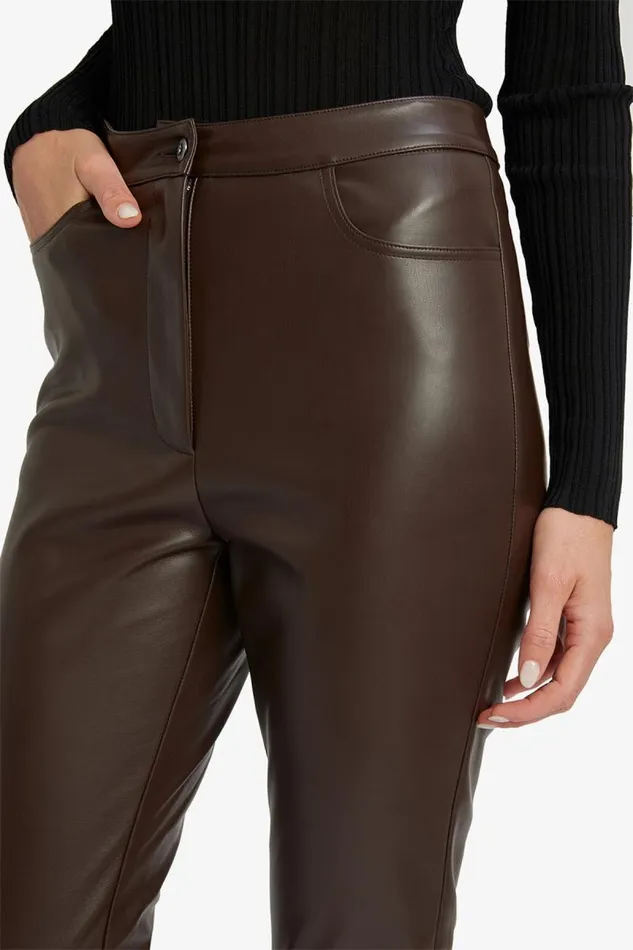 Women Bardot Pants Pearson Vegan Leather Pant In Dark Choco Women Bardot Pants Pearson Vegan Leather Pant In Dark Choco