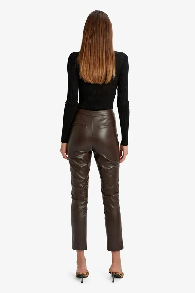 Women Bardot Pants Pearson Vegan Leather Pant In Dark Choco Women Bardot Pants Pearson Vegan Leather Pant In Dark Choco