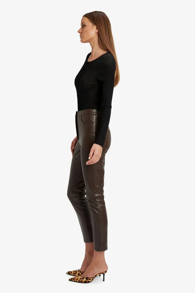Women Bardot Pants Pearson Vegan Leather Pant In Dark Choco Women Bardot Pants Pearson Vegan Leather Pant In Dark Choco