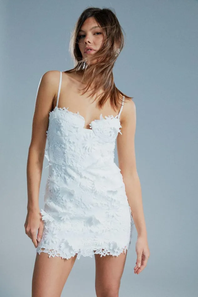 Women Bardot Party Dresses Brias Lace Mini Dress In Orchid White