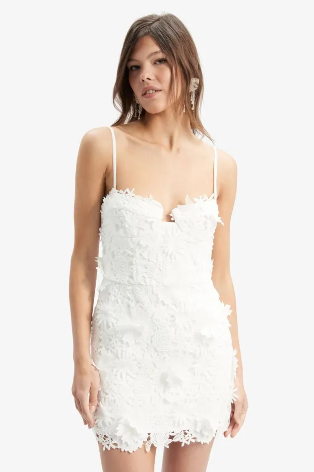 Women Bardot Party Dresses Brias Lace Mini Dress In Orchid White