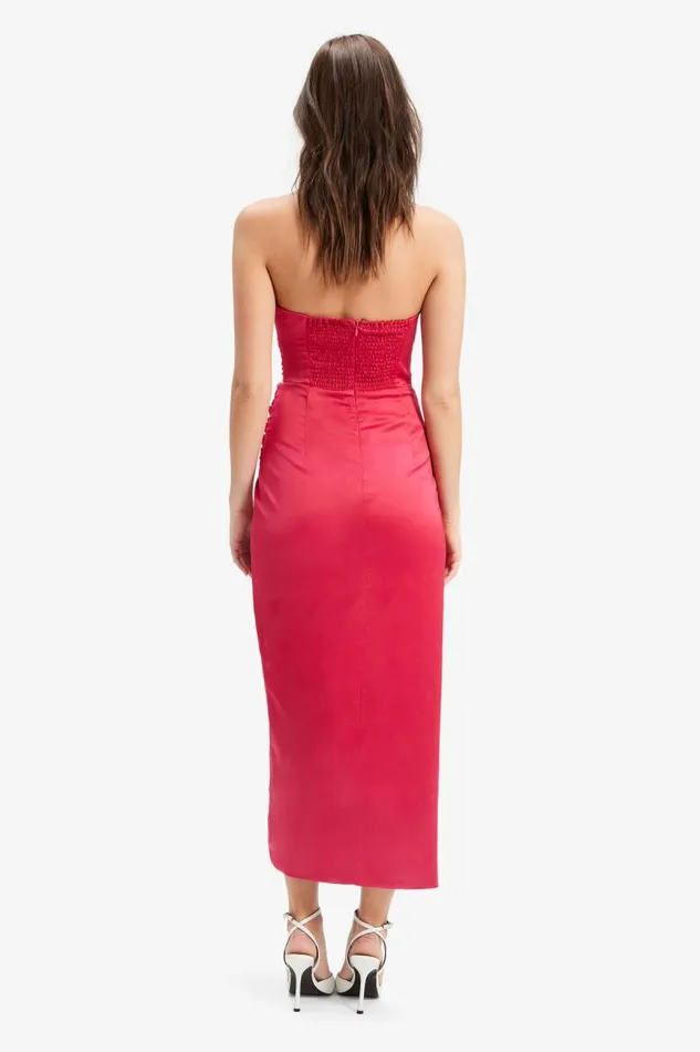 Women Bardot Party Dresses Yana Midi Dress In Fuchsia Women Bardot Party Dresses Yana Midi Dress In Fuchsia