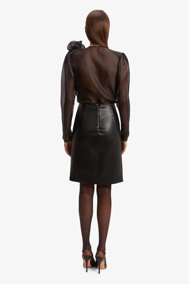 Women Bardot Skirts Briar Vegan Leather Midi Skirt In Black