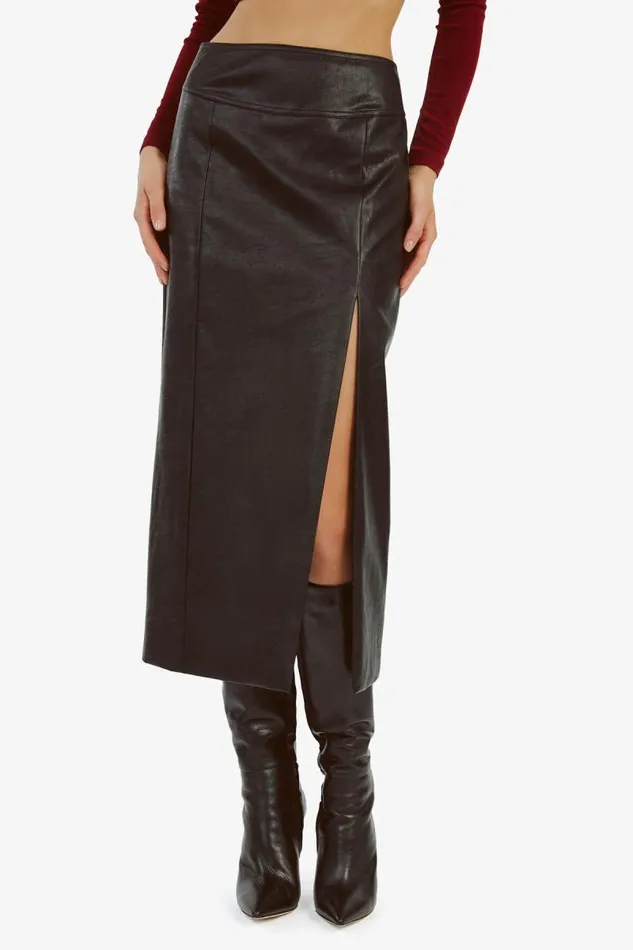 Women Bardot Skirts Dante Vegan Leather Midi Skirt In Black Women Bardot Skirts Dante Vegan Leather Midi Skirt In Black