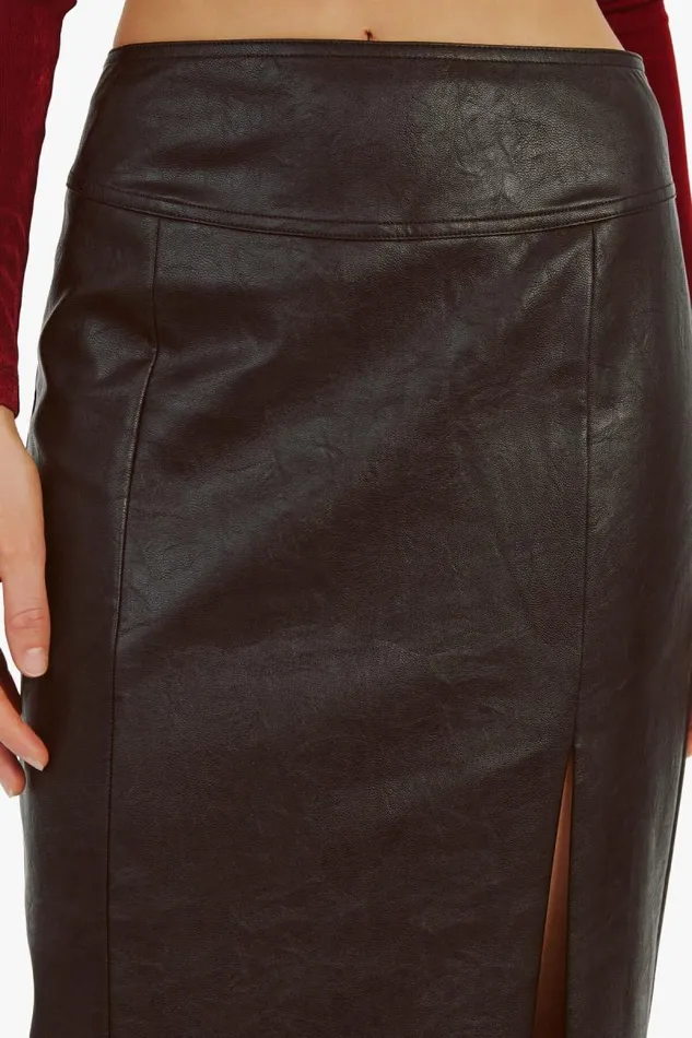 Women Bardot Skirts Dante Vegan Leather Midi Skirt In Black Women Bardot Skirts Dante Vegan Leather Midi Skirt In Black