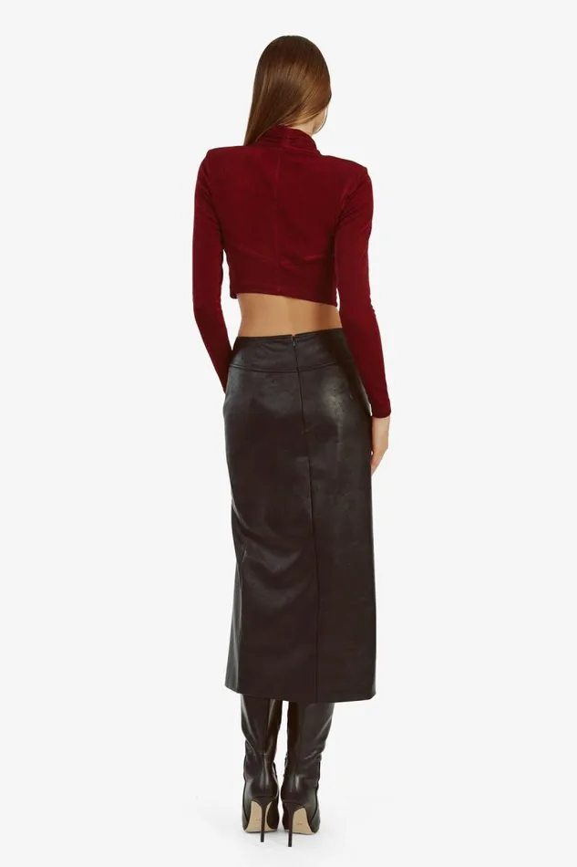 Women Bardot Skirts Dante Vegan Leather Midi Skirt In Black Women Bardot Skirts Dante Vegan Leather Midi Skirt In Black