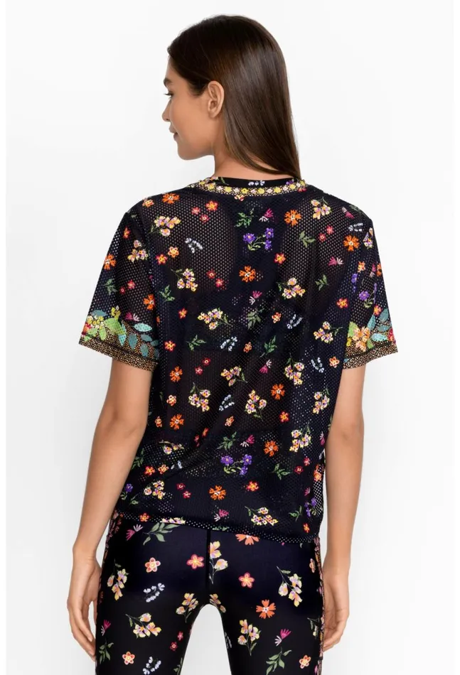 Women Bee Active Short Sleeve Oversize Crop Tee Nani Johnny Was Tops