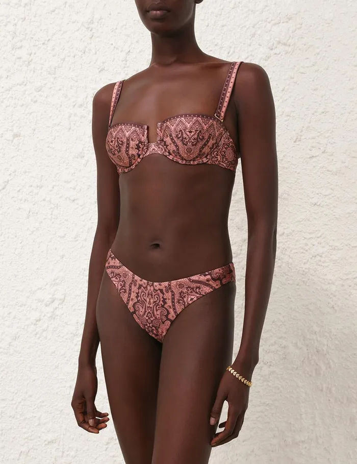 Women Bikinis Zimmermann Ottie Balconette Bra Coral Paisley