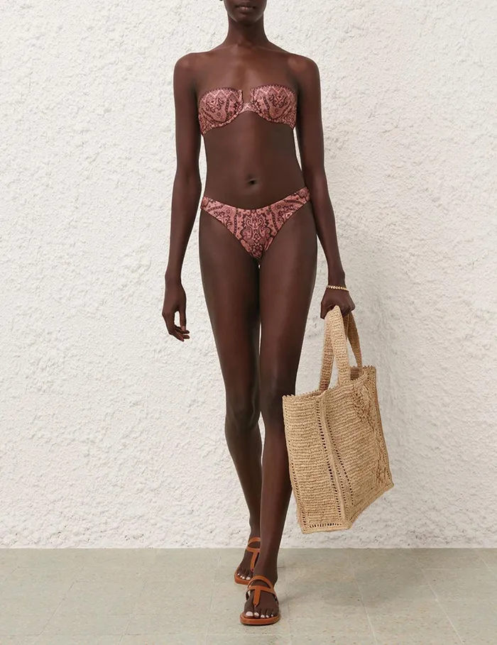 Women Bikinis Zimmermann Ottie Balconette Bra Coral Paisley