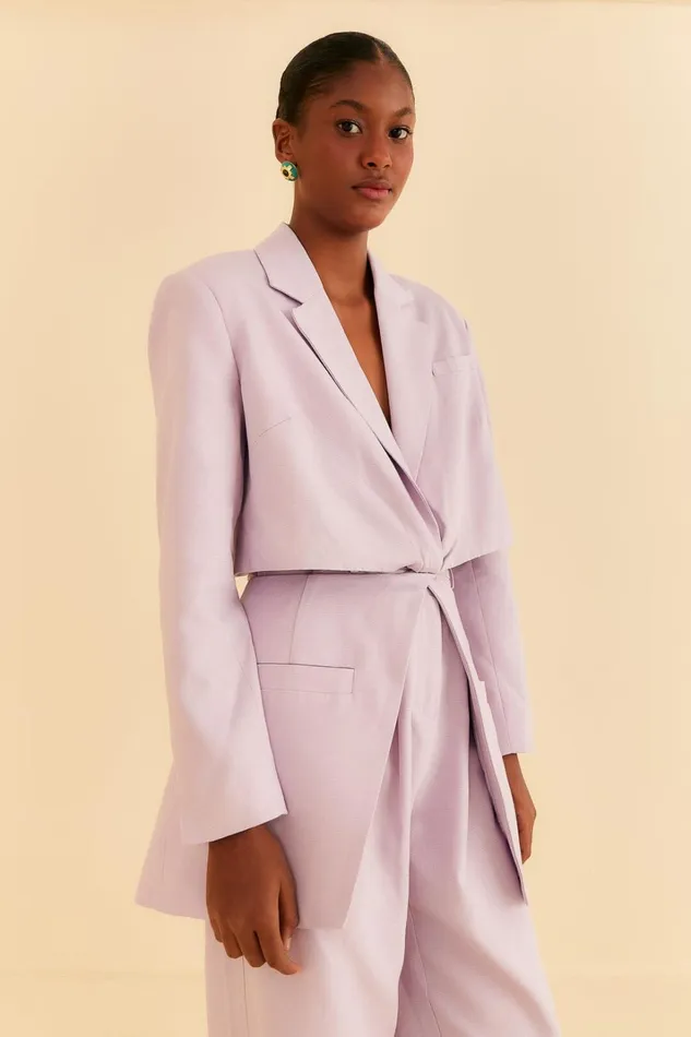Women Blazers Farm Rio Lilac Cut Out Blazer