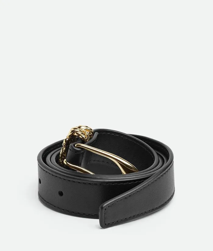 Women Bottega Veneta Belts Intreccio Loop Belt Black