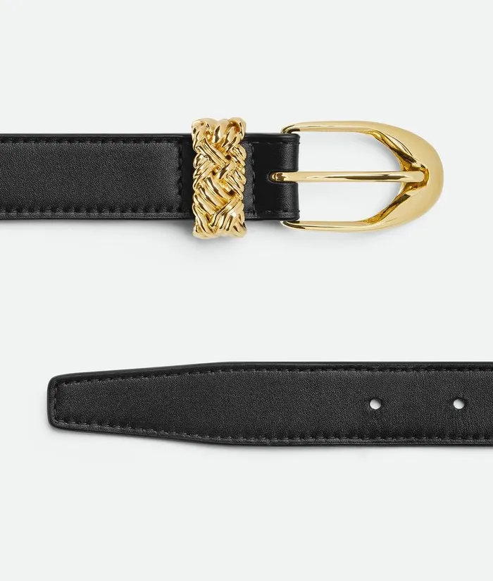Women Bottega Veneta Belts Intreccio Loop Belt Black