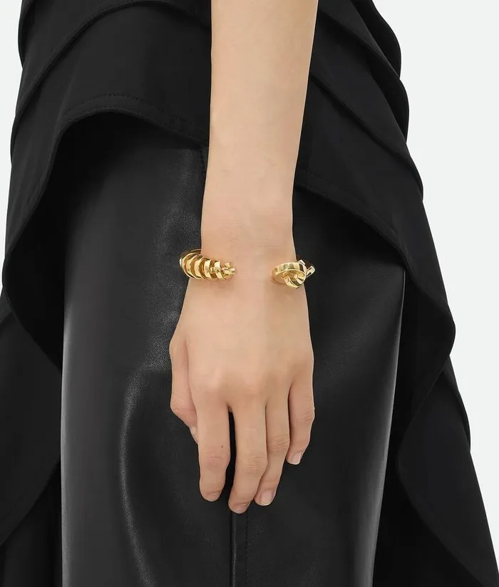 Women Bottega Veneta Bracelets Twist Cuff Bracelet Yellow Gold