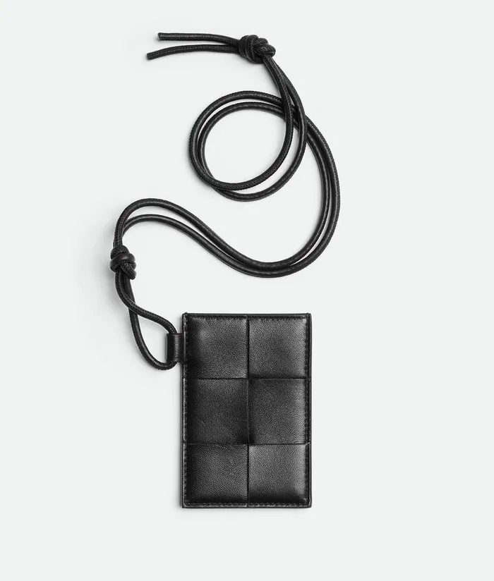 Women Bottega Veneta Card Cases Cassette Badge Holder Black